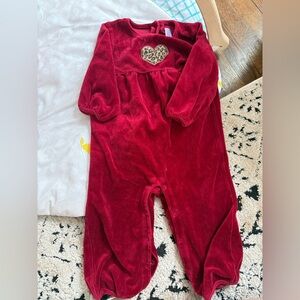 Gymboree Girls Red Velvet Jumper